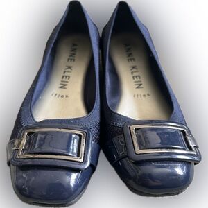 Anne Klein sport Blue Suede Ballet Flats/ Patent Toe Cap - Women's Size 9.5